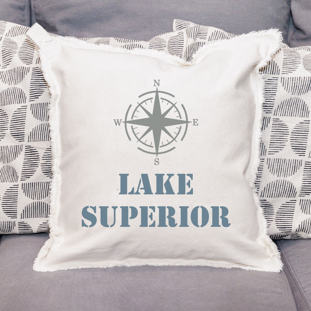 Personalized Compass Two Line Text Square Pillow