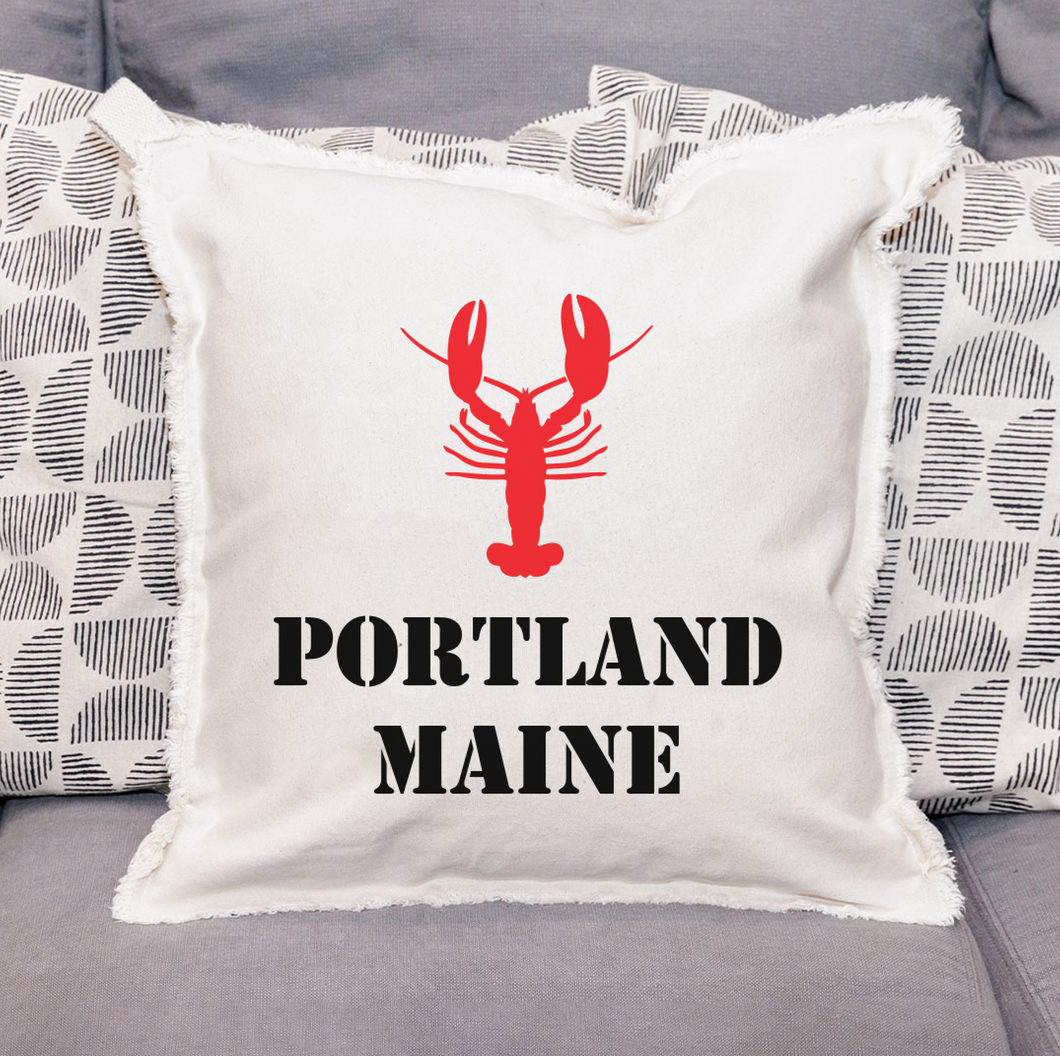 Personalized Lobster Two Line Text Square Pillow