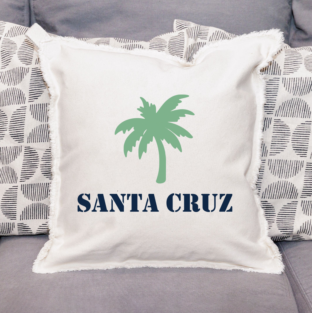 Personalized Palm Tree One Line Text Square Pillow