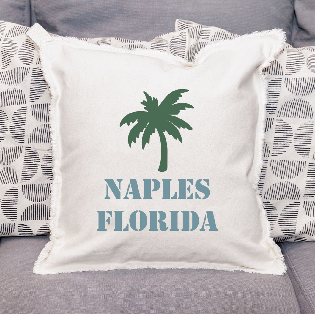 Personalized Palm Tree Two Line Text Square Pillow