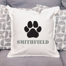 Load image into Gallery viewer, Personalized Paw Print One Line Text Square Pillow
