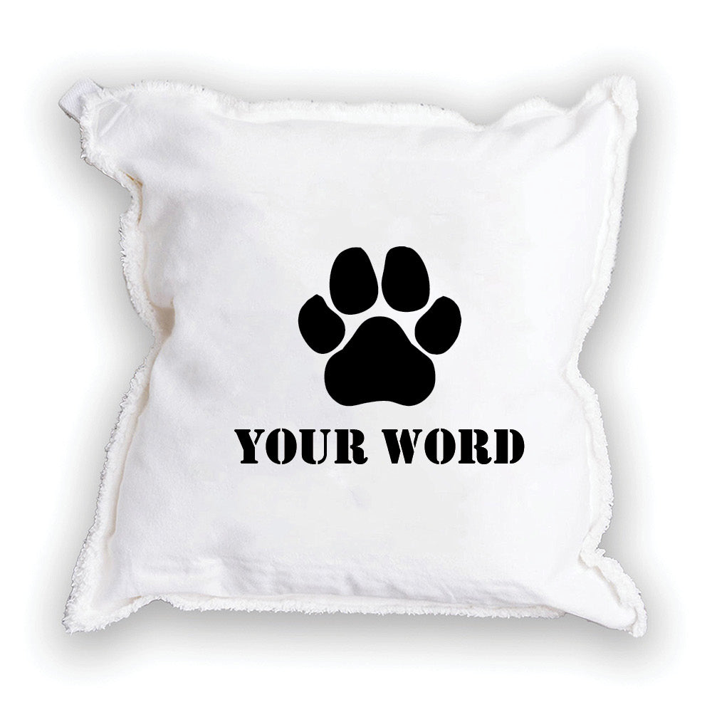 Paw Print One Line Text Personalized Square Pillow