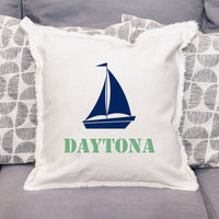 Personalized Sailboat One Line Text Square Pillow