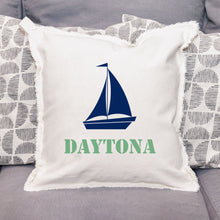 Load image into Gallery viewer, Personalized Sailboat One Line Text Square Pillow
