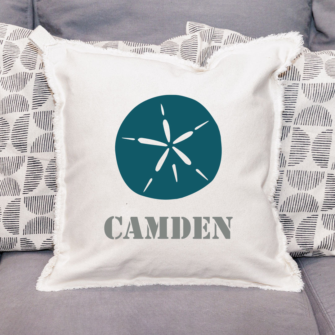 Sand Dollar One Line Text Personalized Square Pillow