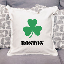 Load image into Gallery viewer, Personalized Shamrock One Line Text Square Pillow
