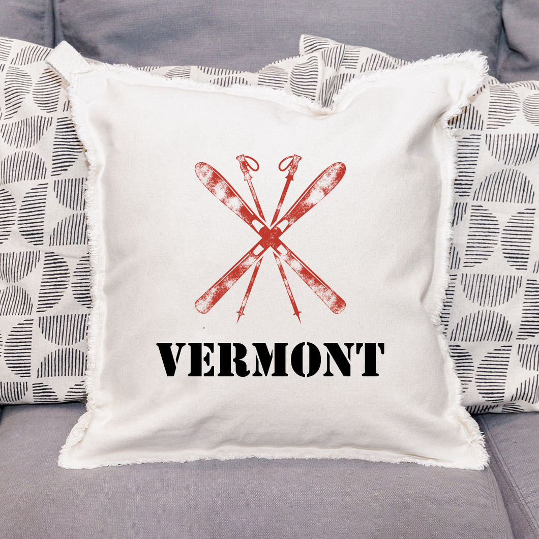 Personalized Skis One Line Text Square Pillow