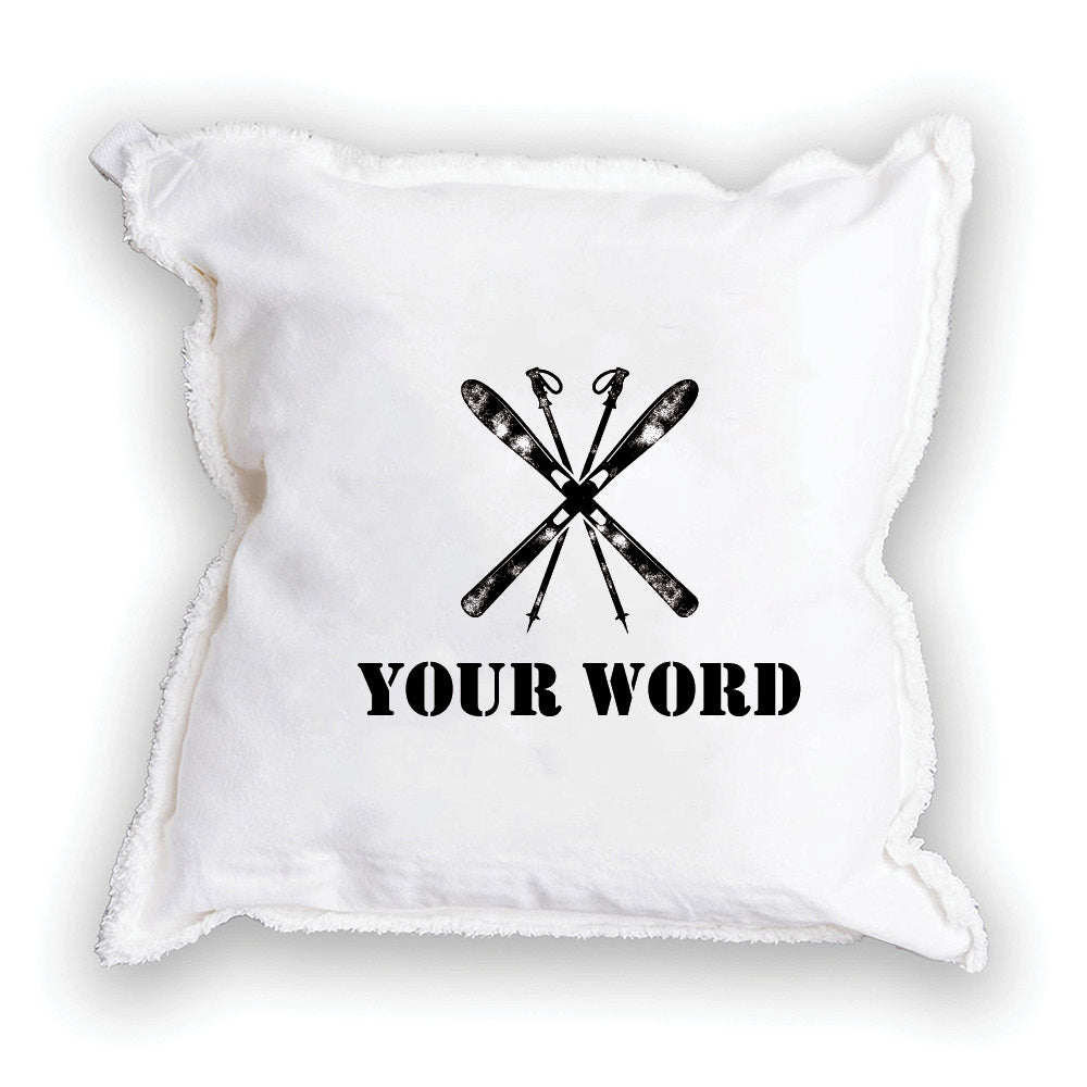 Skis One Line Text Personalized Square Pillow