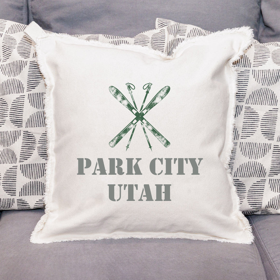 Personalized Skis Two Line Text Square Pillow