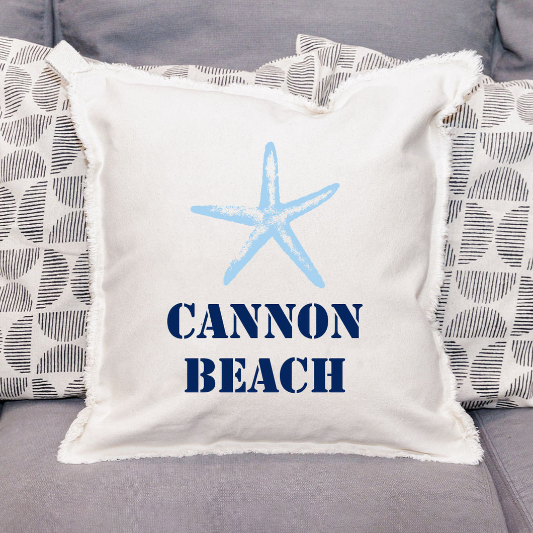 Personalized Starfish Two Line Text Square Pillow