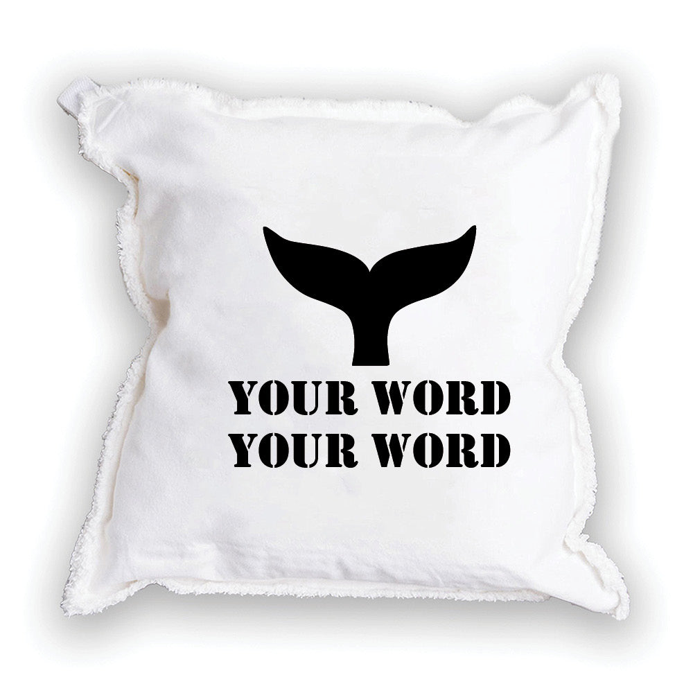 Whale Tail Two Line Text Personalized Square Pillow