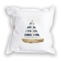 Watercolor Sailboat Personalized Square Pillow