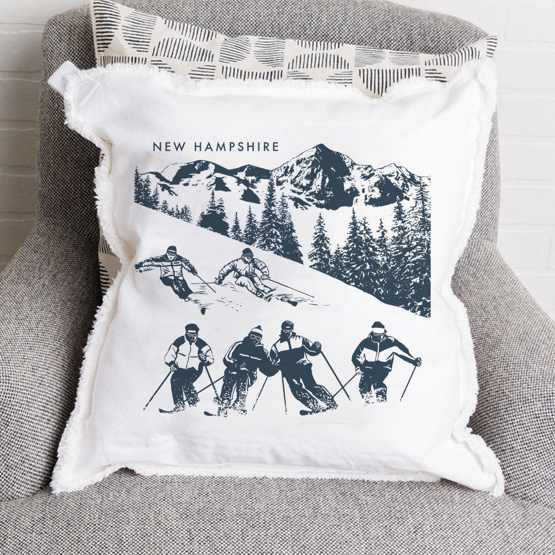 Personalized Retro Ski Run Square Pillow