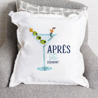 Apres Ski Martini Personalized Square Pillow