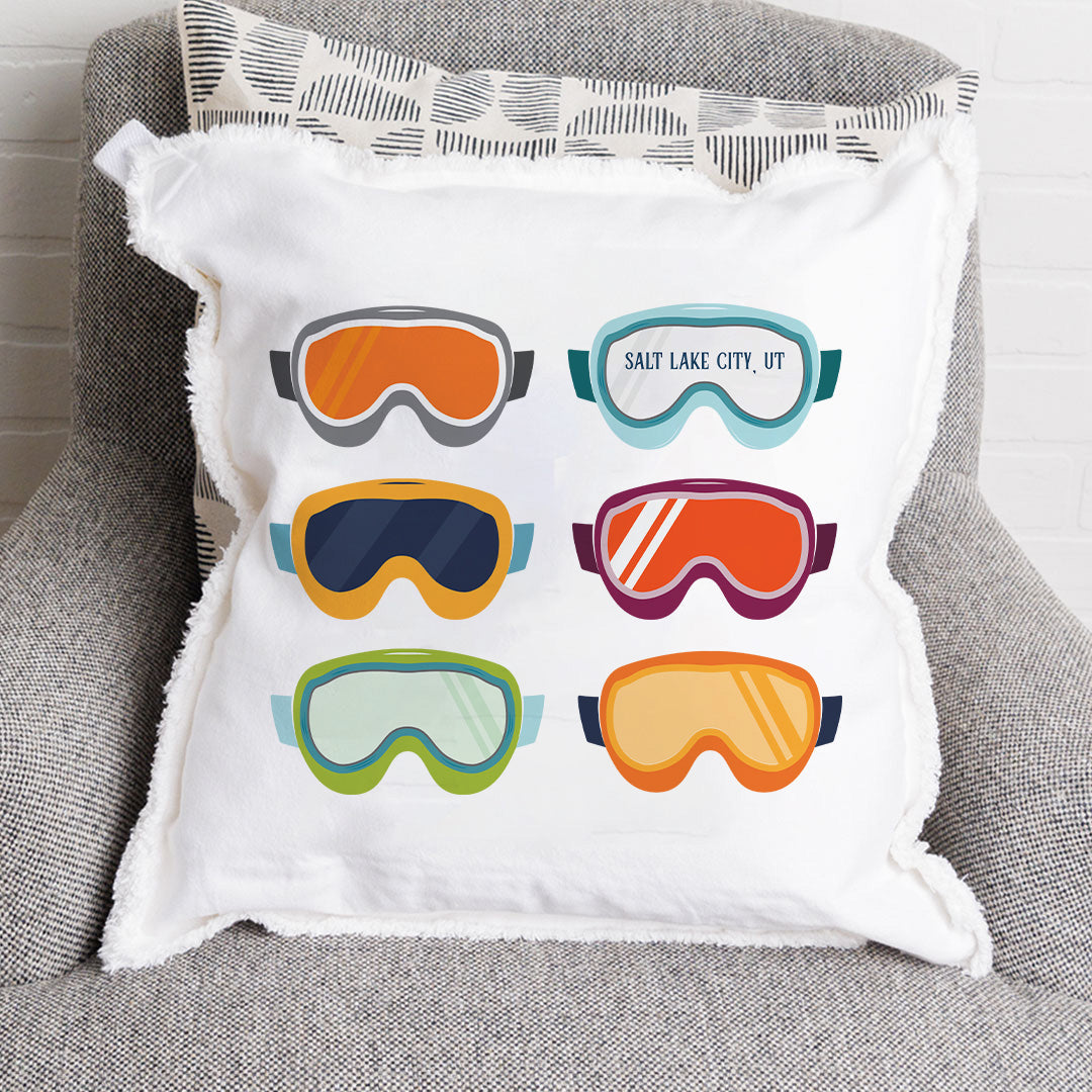 personalized ski goggles Ski Goggles Personalized Square Pillow