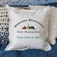 Welcome Bienvenue New Hamphshire Square Pillow