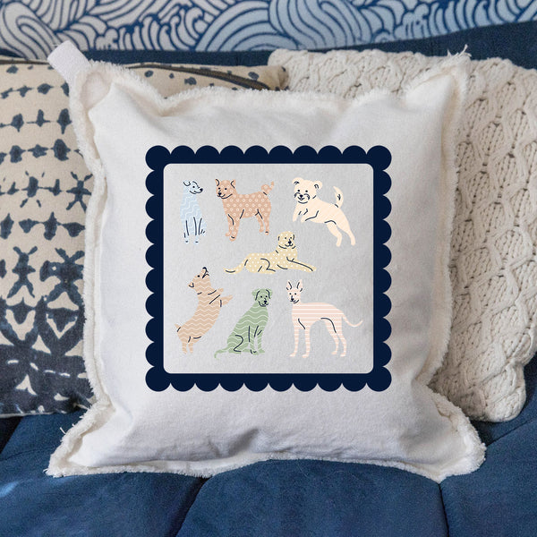 Dogs Stamp Square Pillow