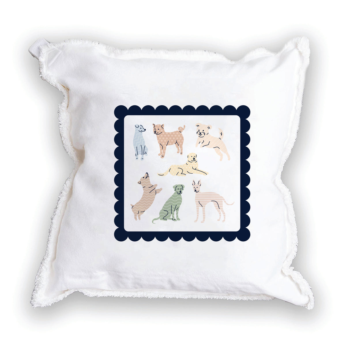 Dogs Stamp Square Pillow