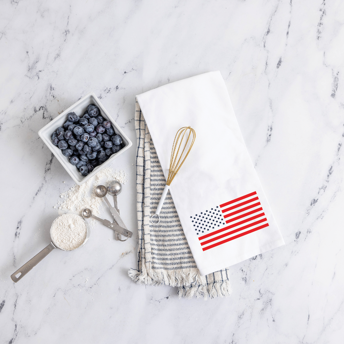 American Flag Rustic Marlin Tea Towel