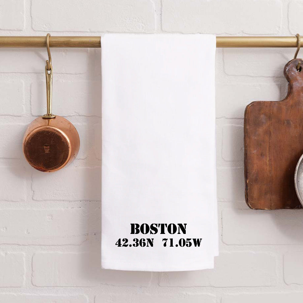 Boston Coordinates Tea Towel