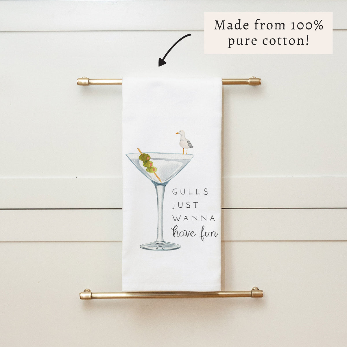 Gulls Just Wanna Have Fun Tea Towel