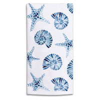 Blue Shell Starfish Pattern Tea Towel