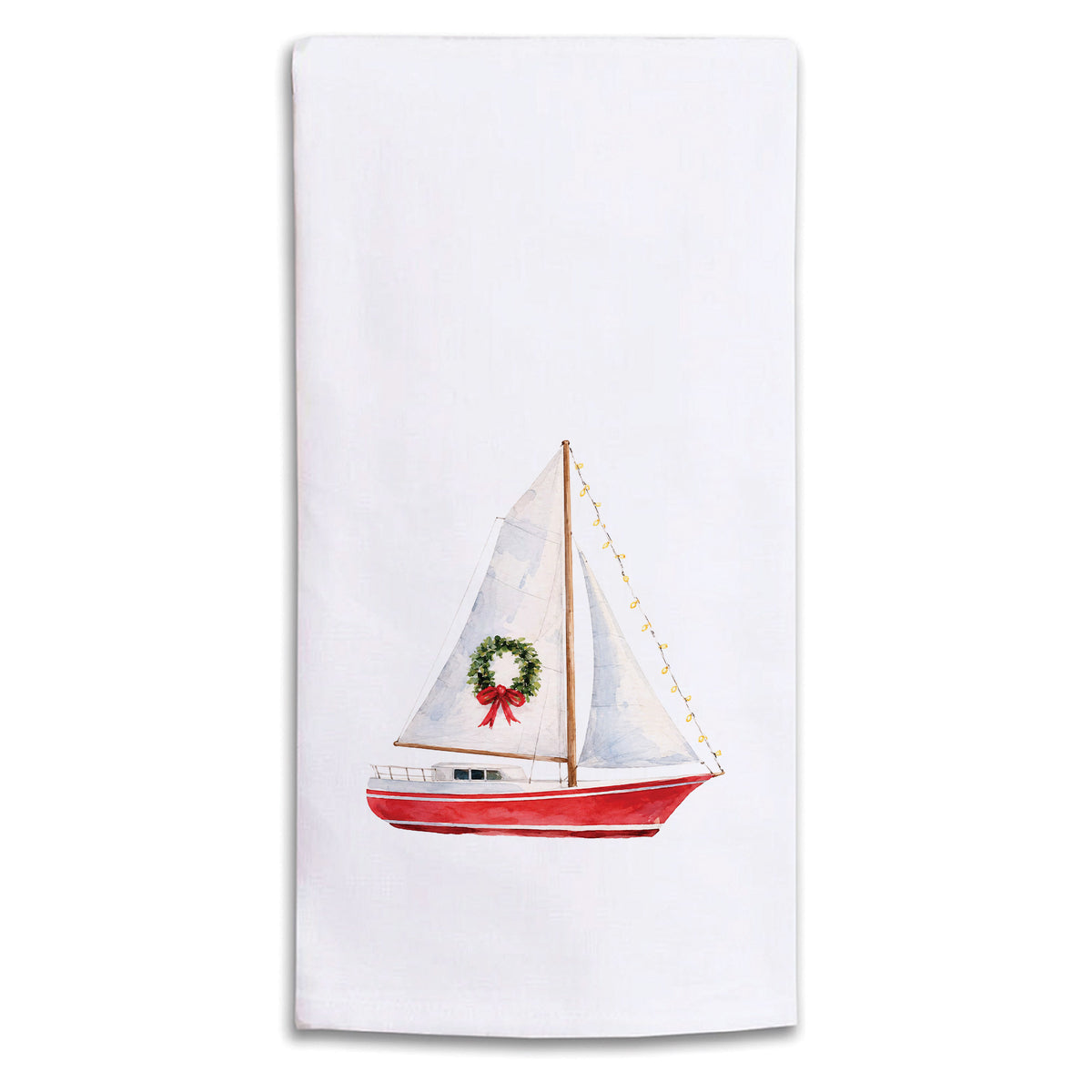 Sailboat Wreath Tea Towel
