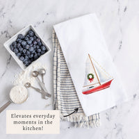 Sailboat Wreath Tea Towel