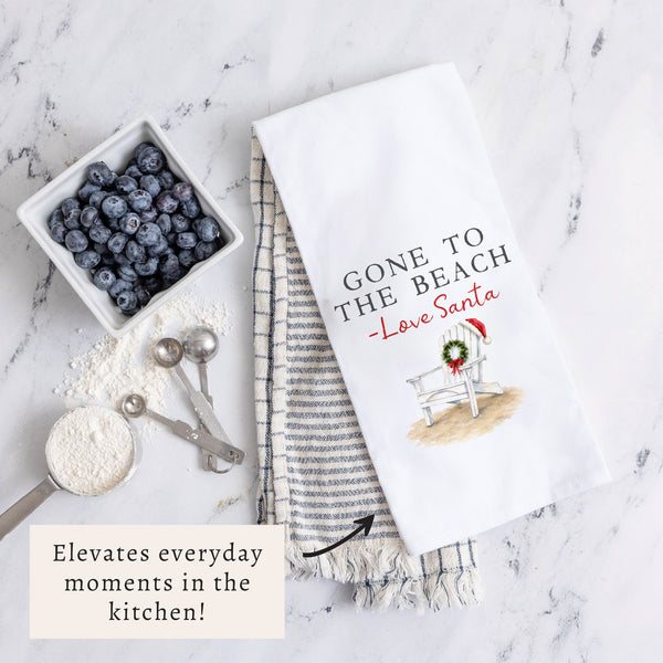 Santa Gone To The Beach Tea Towel