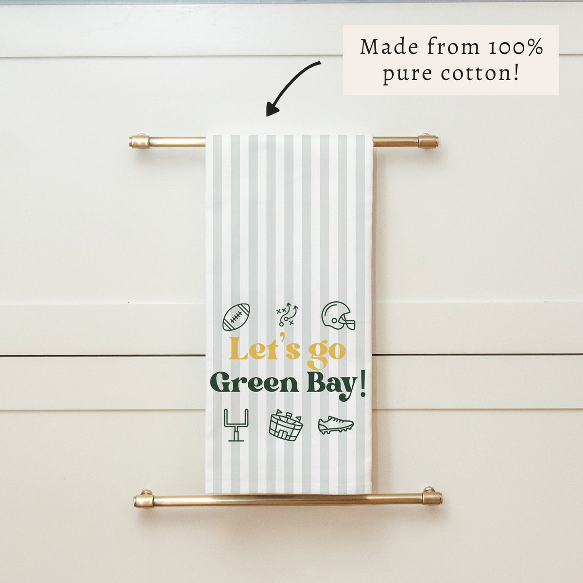 Let’s Go Green Bay Icons Tea Towel