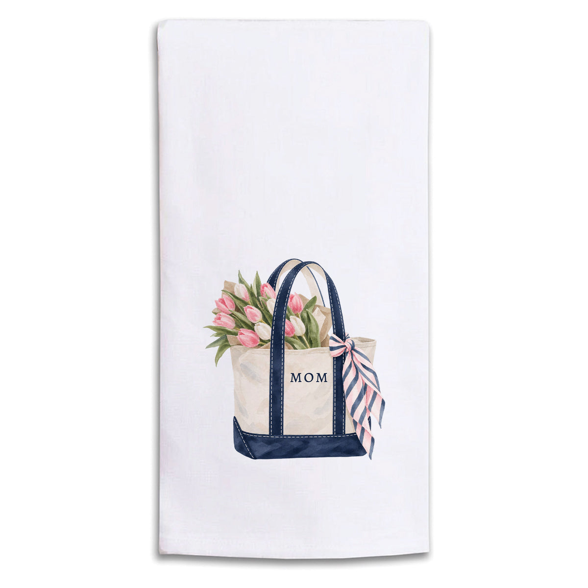 Mom Tulips Boat Tote Tea Towel