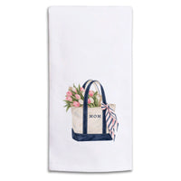 Mom Tulips Boat Tote Tea Towel