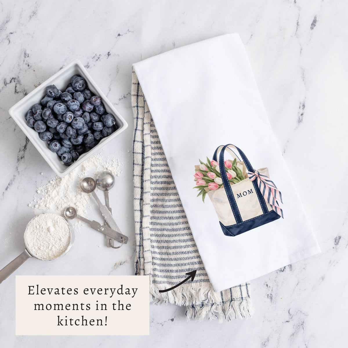 Mom Tulips Boat Tote Tea Towel