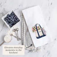 Mom Tulips Boat Tote Tea Towel