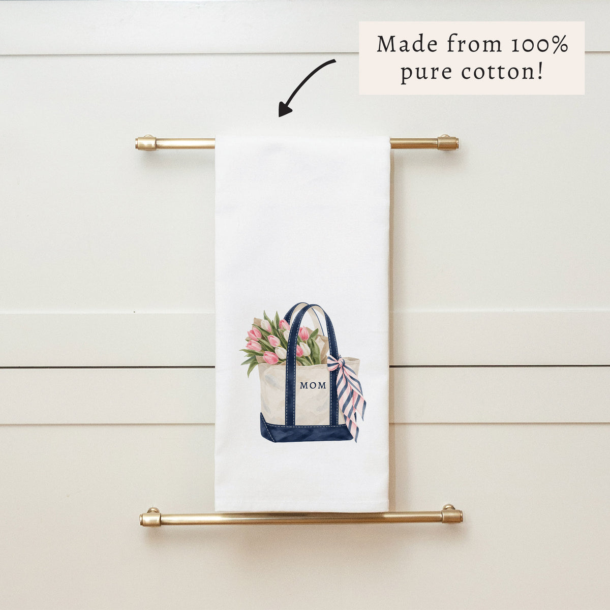 Mom Tulips Boat Tote Tea Towel