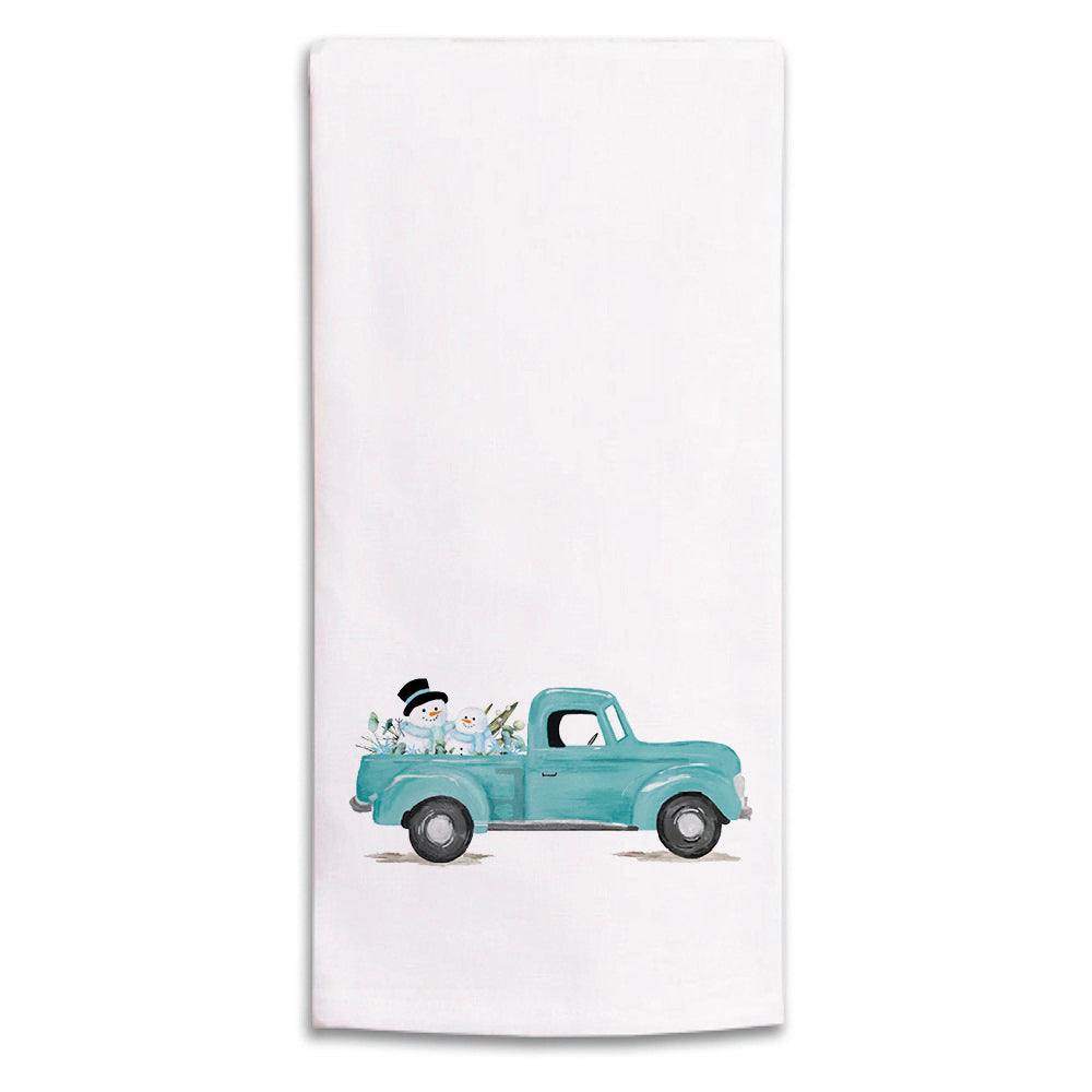 Snowmen Truck Tea Towel