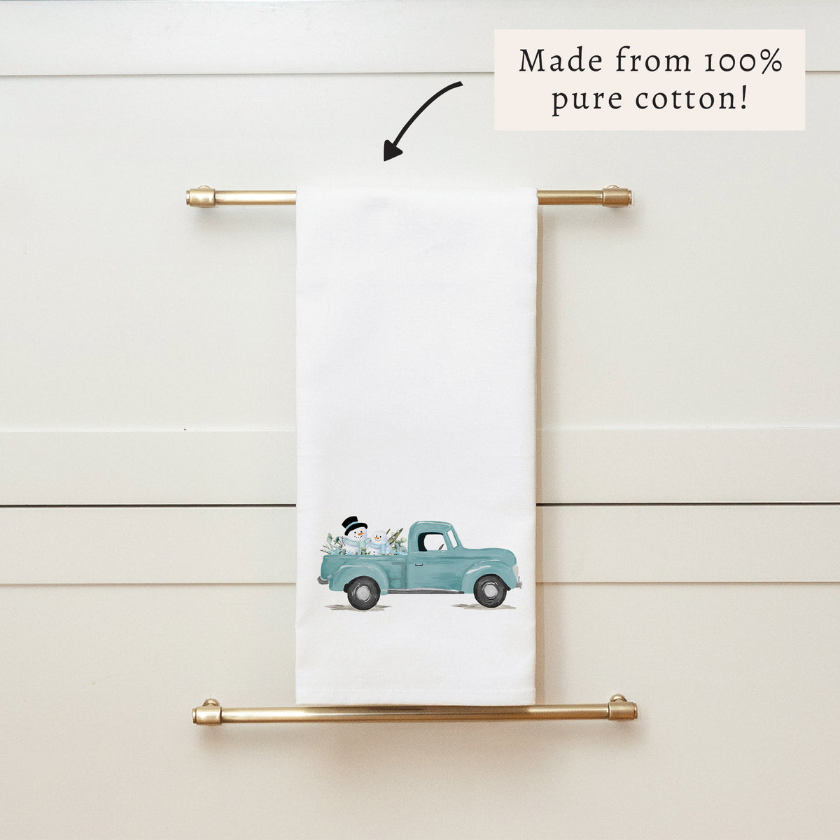 Snowmen Truck Tea Towel