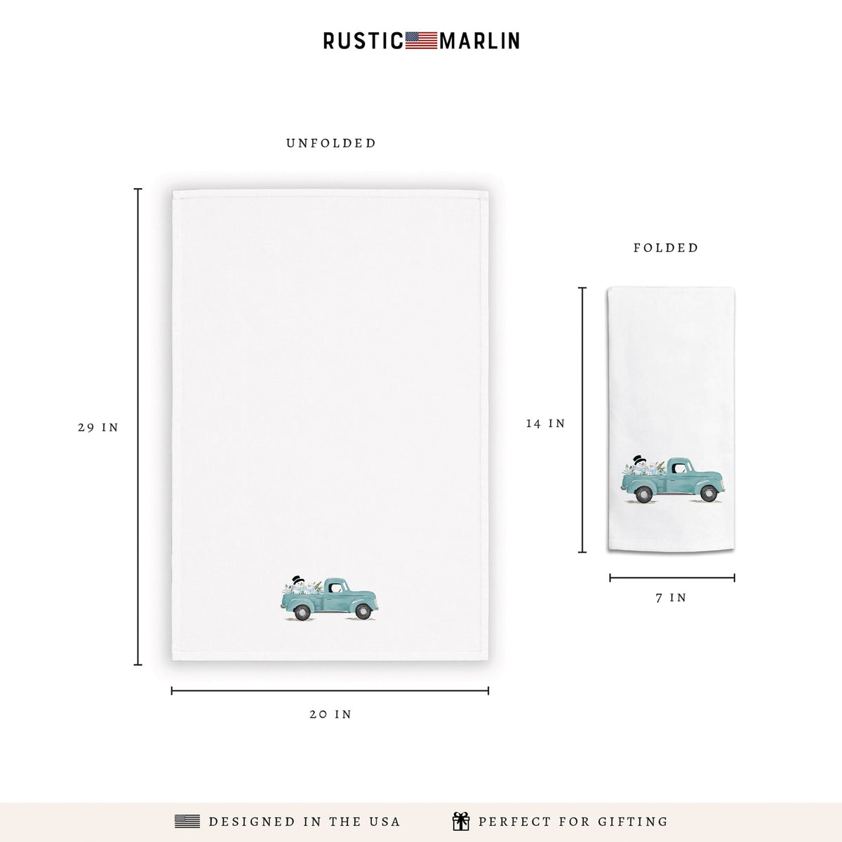 Snowmen Truck Tea Towel