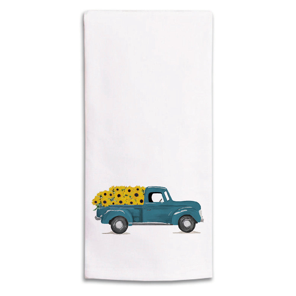 Sunflower Truck Tea Towel