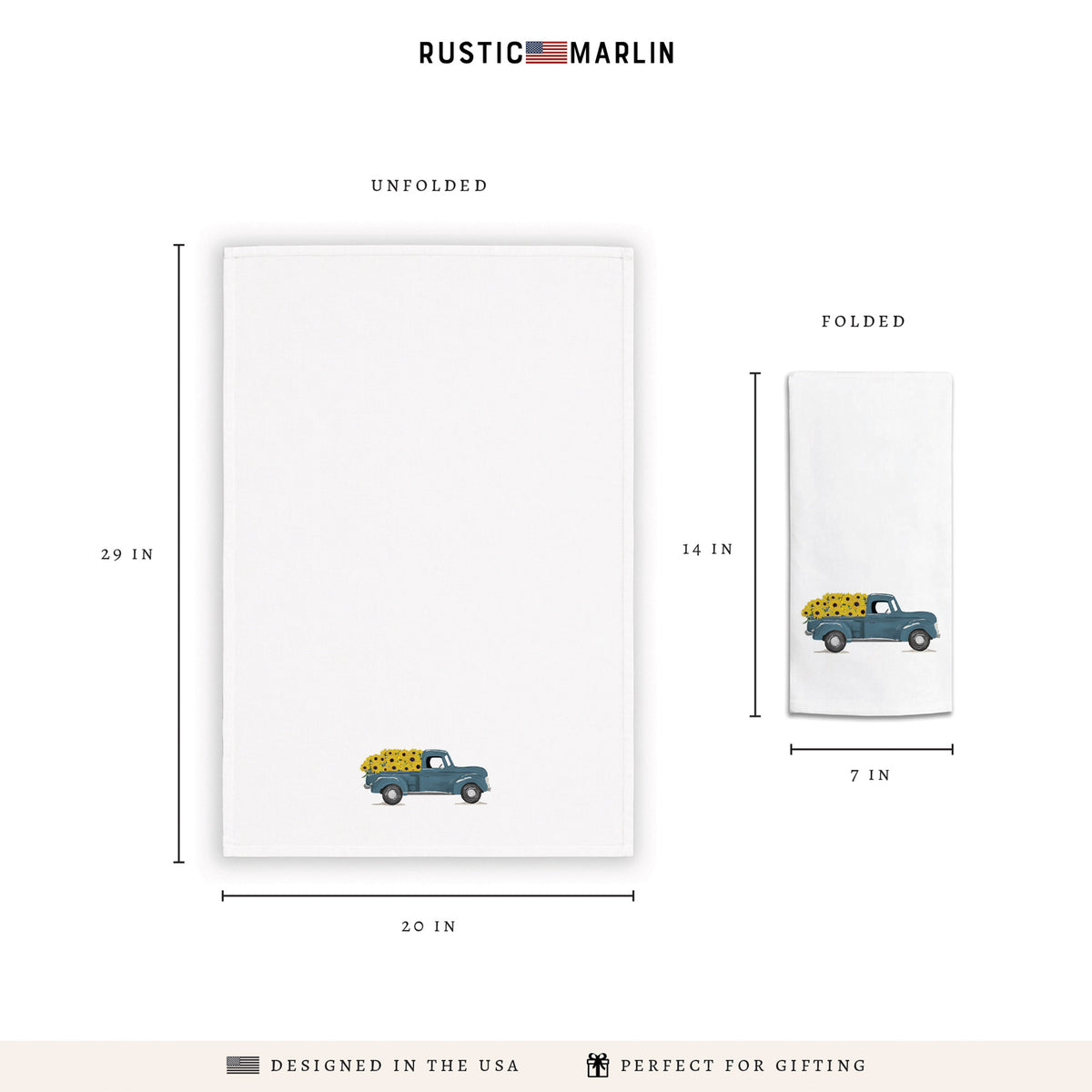 Sunflower Truck Tea Towel