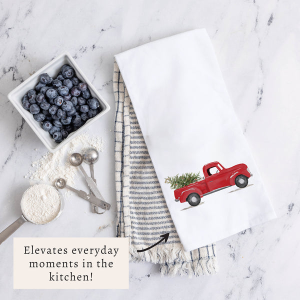 Christmas Tree Truck Tea Towel