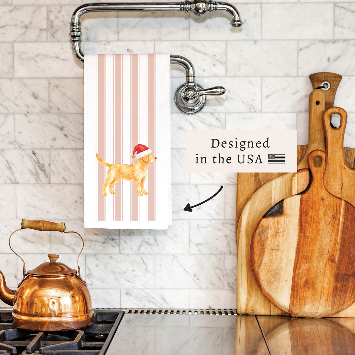 Yellow Lab Santa Hat Tea Towel