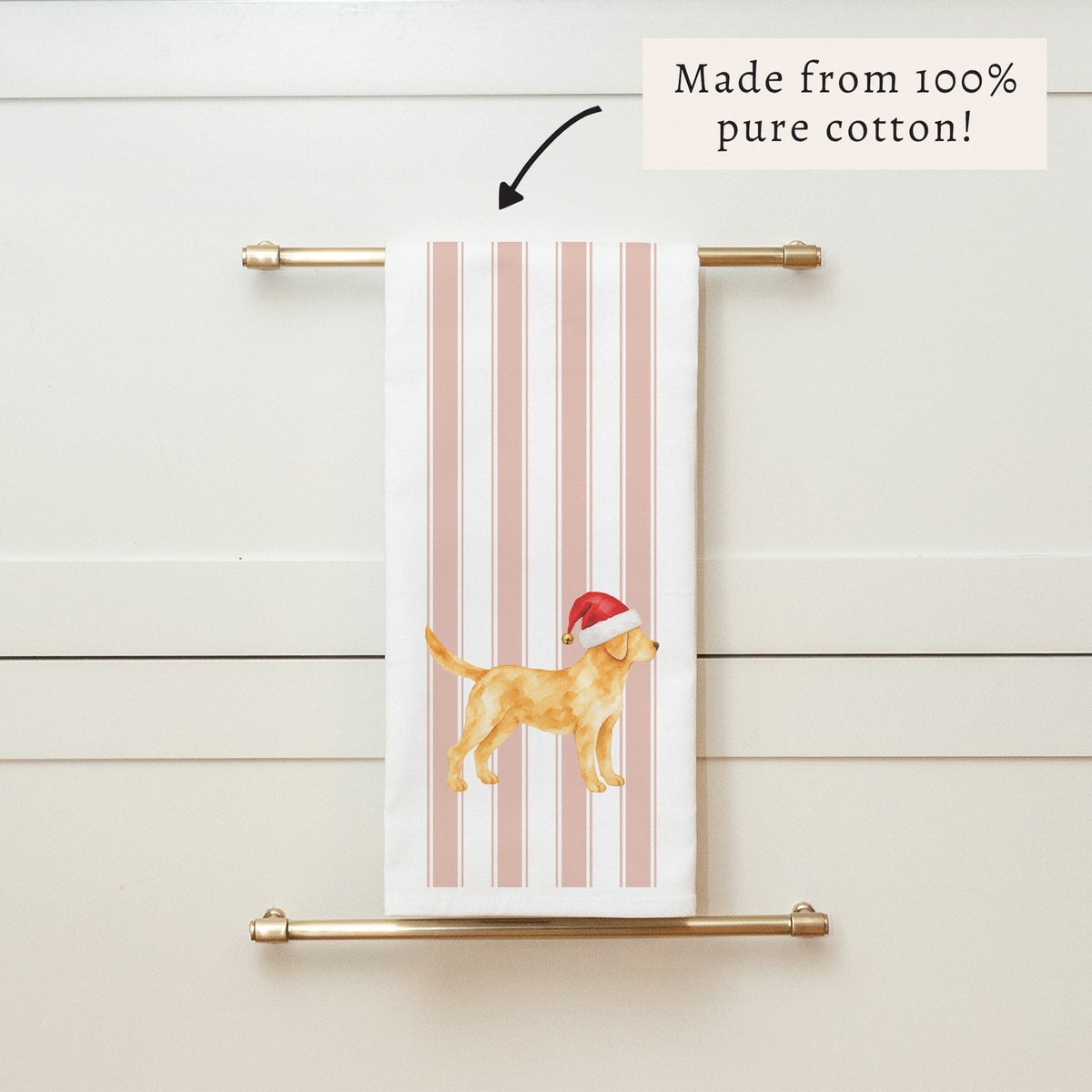 Yellow Lab Santa Hat Tea Towel