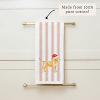 Yellow Lab Santa Hat Tea Towel