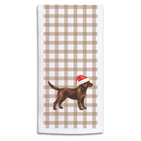Chocolate Lab Santa Hat Tea Towel