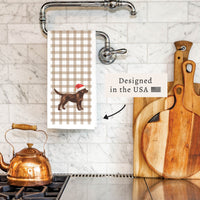 Chocolate Lab Santa Hat Tea Towel
