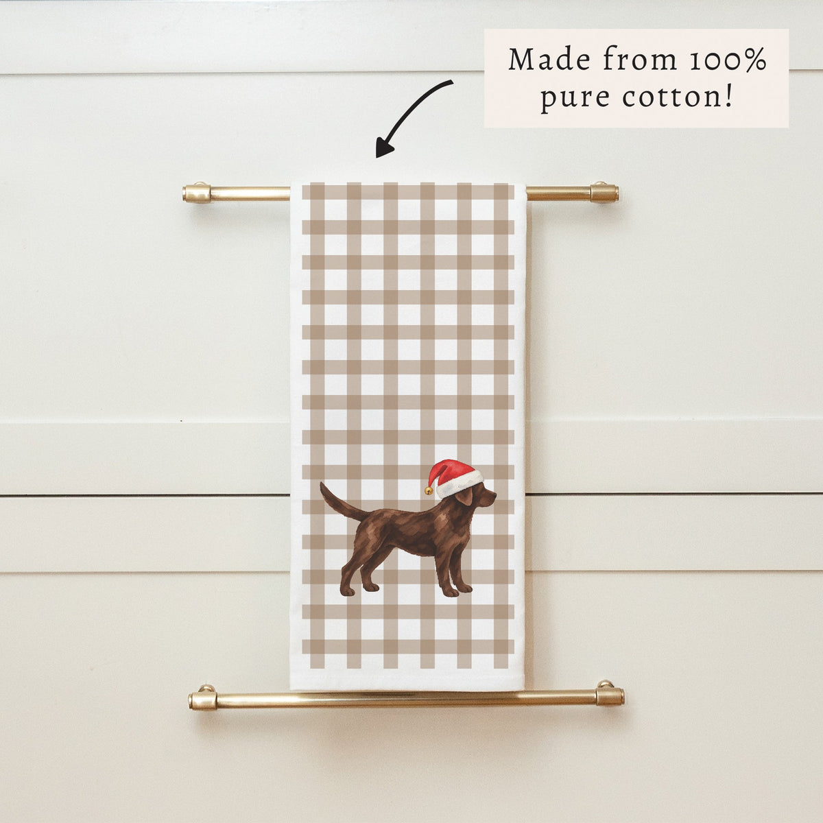 Chocolate Lab Santa Hat Tea Towel