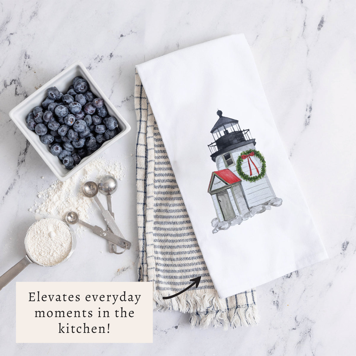 Nantucket Lighthouse Holiday Tea Towel