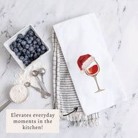 Santa Hat Wine Glass Tea Towel