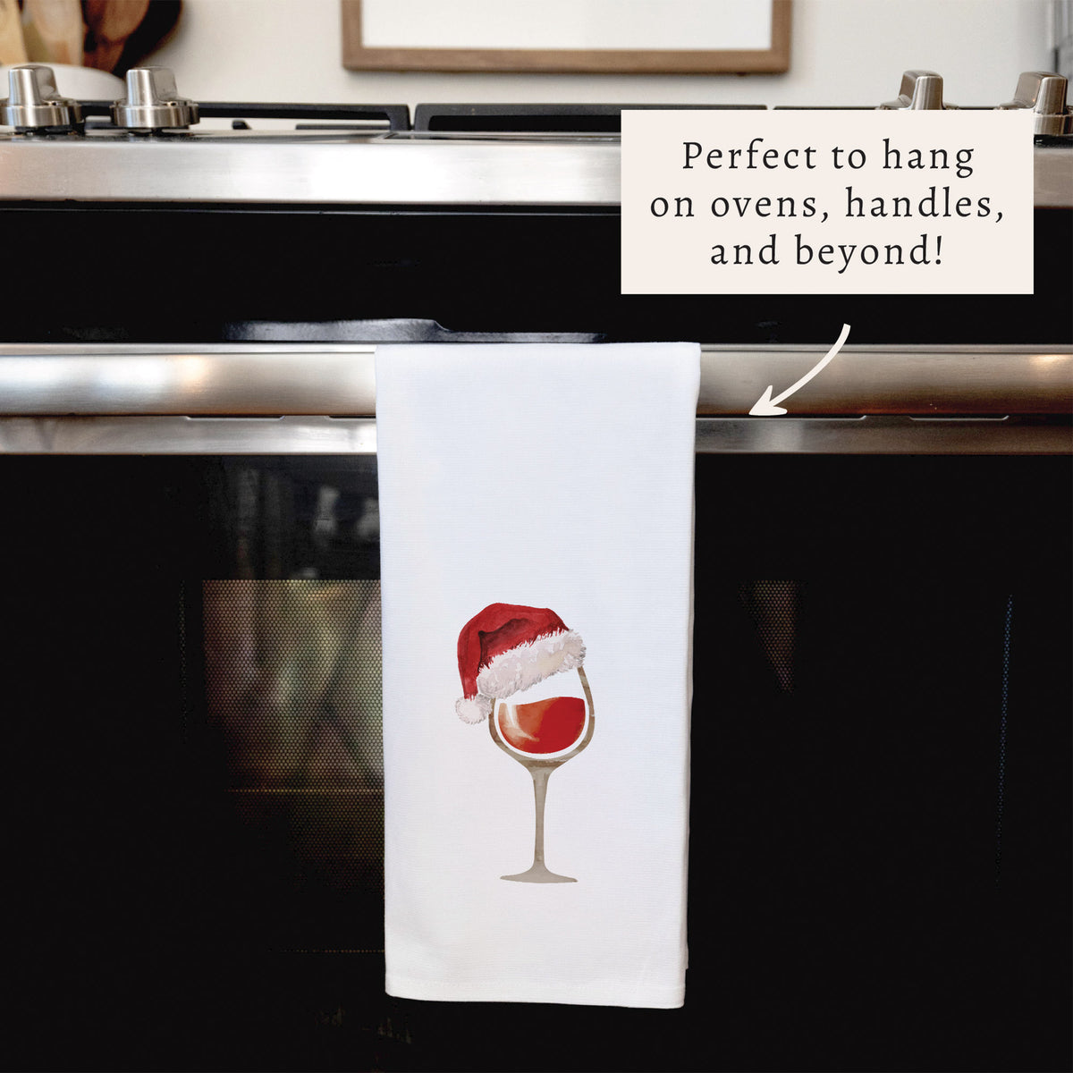 Santa Hat Wine Glass Tea Towel